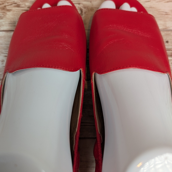 Aerosoles Tidbit Leather Red Open / Peep Toe Flat Dress Slipper Sandal Shoes 6.5 - Picture 3 of 15